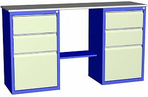 Верстак 2-тумбы 3 ящика+3 ящика оцинкованный стол ГК Регион СВ-2Т.03.03
