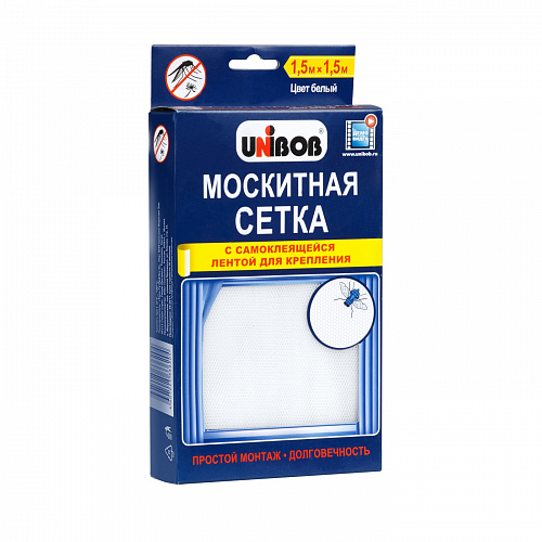 Сетка москитная UNIBOB 1,5х1,5м для окон белая 42717 Сетка москитная UNIBOB 1,5х1,5м для окон белая 42717