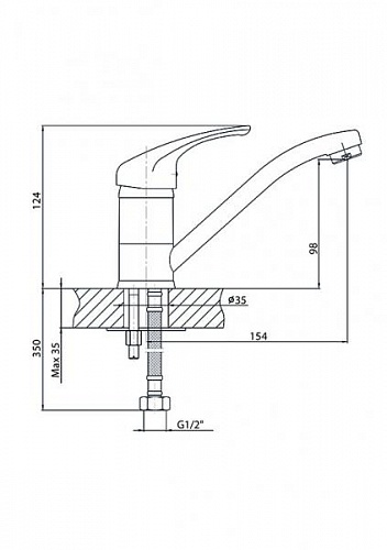 Смеситель KONNER BASIS BSS1800 для раковины поворотный излив