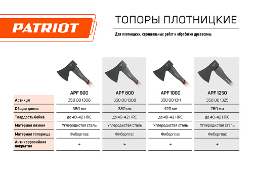 Топор плотницкий Patriot APF-800 (800г) 350001308