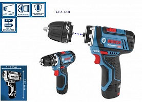 Аккумуляторная дрель-шуруповерт BOSCH GSR 12V-15 FC Professional 2x2.0 Ач, GFA 12-B L-Boxx (0.601.9F6.001)