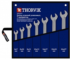 Набор рожковых ключей THORVIK OEWS007 6-27 мм, 7 предметов 52009