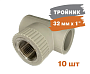 Тройник комбинированный Энкор PP-R ВР 32мм х1" серый 10 штук 424435