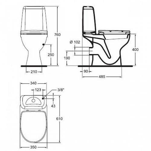 Унитаз-компакт с сиденьем микролифт Vidima  "Сириус" BOX W907961/01