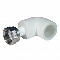 Уголок PPR ф 20мм x 1/2" с накидной гайкой белый Уголок PPR ф 20мм x 1/2" с накидной гайкой белый