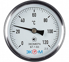 Термометр биметаллический ЭКОМЕРА БТ-1-63, 0-120С L=60