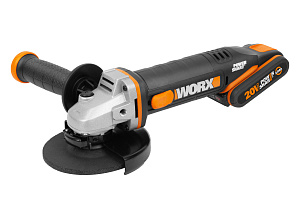 УШМ аккумуляторная WORX 125мм WX803, 20В, 2.0Ач x2 кейс