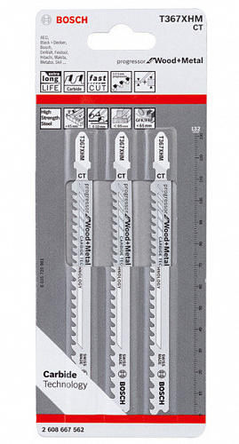 Пилка для электролобзика BOSCH T367 XHM 1шт/3 2 608 667 562 Пилка для электролобзика BOSCH T367 XHM 1шт/3 2 608 667 562