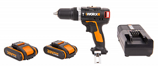 Шуруповерт ударный аккумуляторный WORX WX367, 20В, 2,0Ач x2, Б/Щ, кейс WX367.3