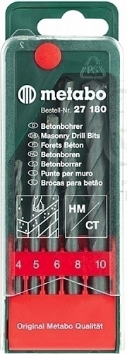 Набор сверл для бетона HM classic 5 шт (4-10мм) Metabo 627180000