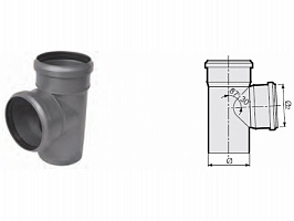 Тройник 87° канализационный серый 110x110x110 мм SINIKON PipeLite 508029.L