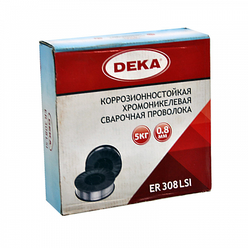 Проволока сварочная DEKA 0,8мм 5кг нержавеющая ER308LSi Проволока сварочная DEKA 0,8мм 5кг нержавеющая ER308LSi