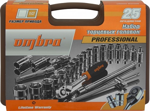 Набор головок 1/2" DR 25 предметов Ombra OMT25S 911225/055313