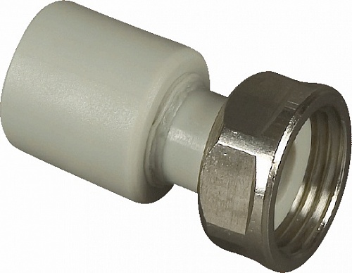 Муфта PPRC ф 20 мм x 1" (50/150) серая с накидной гайкой FD-plast 1079/10803 Муфта PPRC ф 20 мм x 1" (50/150) серая с накидной гайкой FD-plast 1079/10803