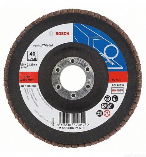 Круг лепестковый прямой 125мм K40 BOSCH Expert/Metal 2 608 607 353 Круг лепестковый прямой 125мм K40 BOSCH Expert/Metal 2 608 607 353