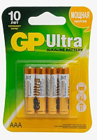 Батарейка GP ААА Ultra Alkaline LR03 BP4 (4шт) 421593