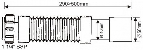 Гофра McALPINE MRMF105S 1 1/4"  x  Ø40/50 мм длина до 500 мм
