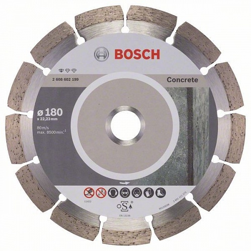 Диск алмазный по бетону Standard for Concrete 180х22,2 мм Bosch 2.608.602.199 180 x 22 Pf Concrete BOSCH 2.608.602.199 Диск алмазный по бетону Standard for Concrete 180х22,2 мм Bosch 2.608.602.199 180 x 22 Pf Concrete BOSCH 2.608.602.199
