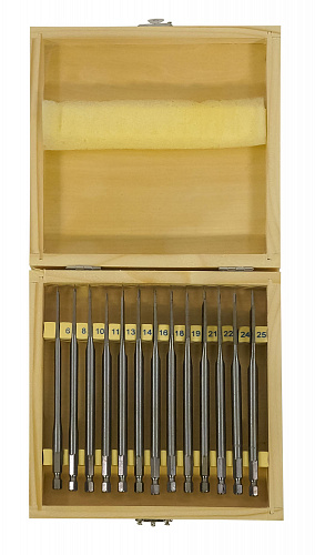 Набор сверл для дерева 13 шт (6-25х152) перовое деревянная коробка Энкор 19117