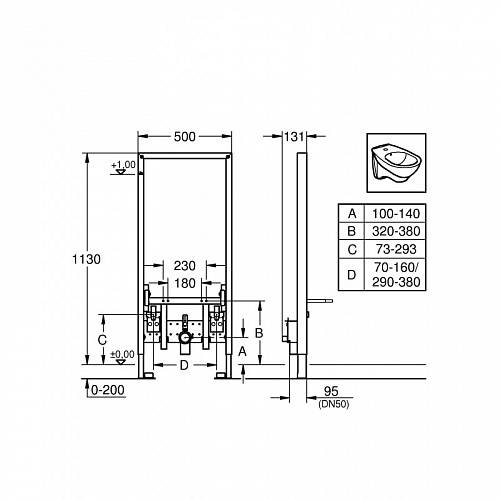 Инсталляция для биде GROHE Rapid SL Grohe 38553001