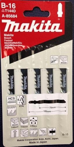 Пилка для электролобзика T144 D HCS 5шт Makita A-85684 Пилка для электролобзика T144 D HCS 5шт Makita A-85684