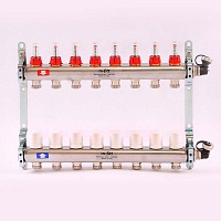 Коллектор 8 выходов х 1х 3/4 EUROKONUS с расходомером из нержавеющей стали UNI-FITT 32415S060508