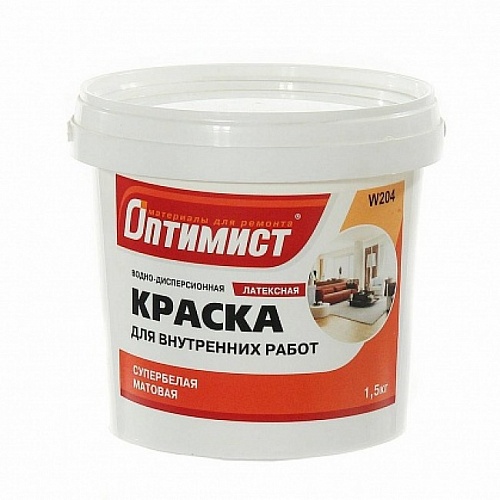 Купить краска водоэмульсионная оптимист w204 латекс 1.5кг с234 41713 с доставкой