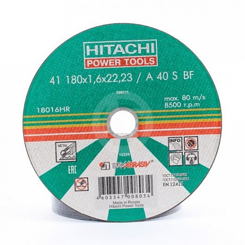 Круг отрезной по металлу 180х1,6х22 Hitachi 18016HR Круг отрезной по металлу 180х1,6х22 Hitachi 18016HR