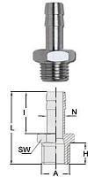 Штуцер резьбовой Н 1/4" на шланг ф 8 1233/4 GAV 10075