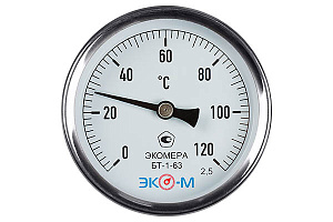 Термометр биметаллический ЭКОМЕРА БТ-1-63, 0-120С