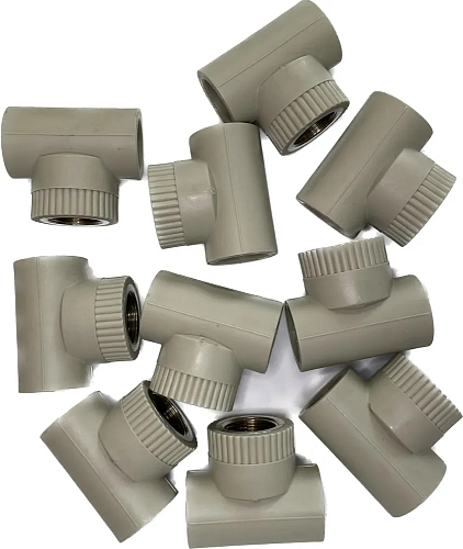 Тройник комбинированный Энкор PP-R ВР 32мм х1" серый 10 штук 424435