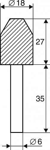 Шарошка абразивная цилиндрическая Энкор со скосом 18х27, К60, хв.6мм