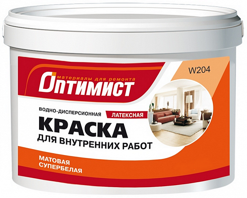 Краска водоэмульсионная Оптимист W204 латекс 7кг 41716 Краска водоэмульсионная Оптимист W204 латекс 7кг 41716
