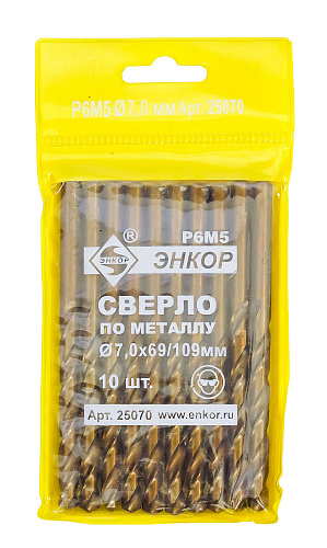 Сверло по металлу (7,0 Р6М5) Энкор 25070