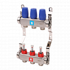Коллектор из нержавеющей стали для теплого пола в сборе MVI на 3 вых., арт. MS.503.06