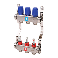 Коллектор из нержавеющей стали для теплого пола в сборе MVI на 3 вых., арт. MS.503.06