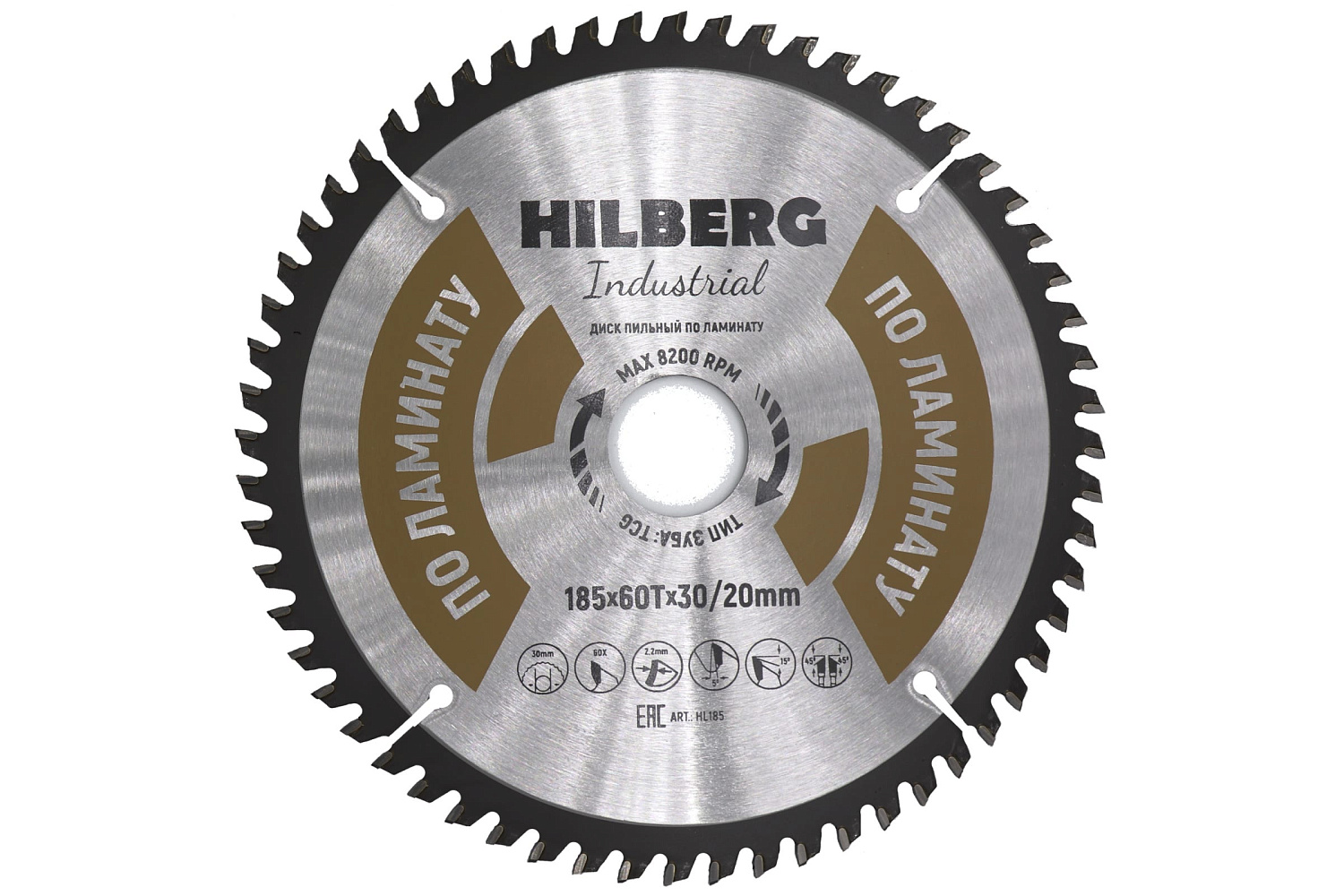 Диск пильный Hilberg ф185х30/20 z60 Industrial Ламинат HL185