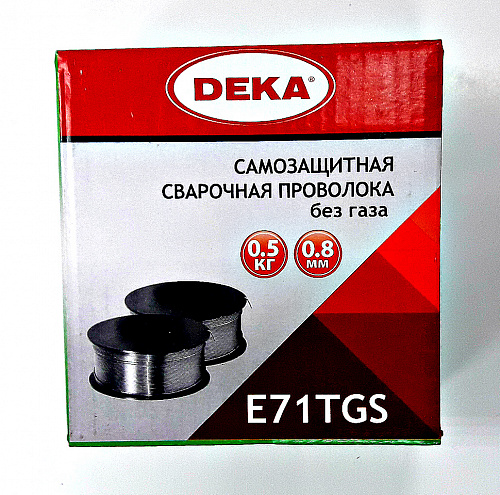 Проволока сварочная DEKA 0,8мм 0,5кг с флюсом E71TGS Проволока сварочная DEKA 0,8мм 0,5кг с флюсом E71TGS