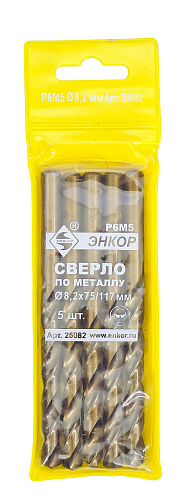 Сверло по металлу (8,2 Р6М5) Энкор 25082