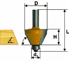 Кромочная конусная фреза 44,5 x 20,5 мм 45° хвостовик 8 мм Энкор 46383