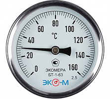 Термометр биметаллический ЭКОМЕРА БТ-1-63, 0-160С L=60