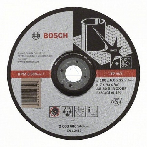 Круг шлифовальный ф180х6,0х22 для нержавейки (1/10) BOSCH 2 608 600 540