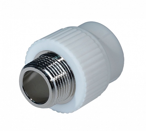 Муфта комбинированная PPR ф 40 мм x 1 1/4" НР белая Муфта комбинированная PPR ф 40 мм x 1 1/4" НР белая
