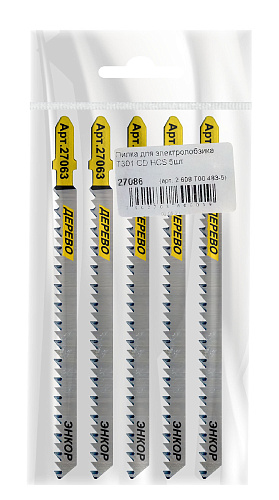 Пилка для электролобзика T301 CD HCS 5шт 2 608 T00 483-5