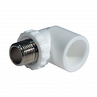 Уголок комбинированный PPR ф 25мм x 1/2" НР белый Уголок комбинированный PPR ф 25мм x 1/2" НР белый