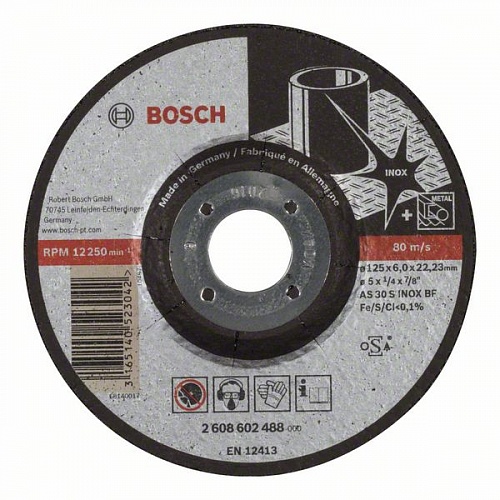 Круг шлифовальный ф125х6,0х22 для нержавейки (1/10) BOSCH 2 608 602 488