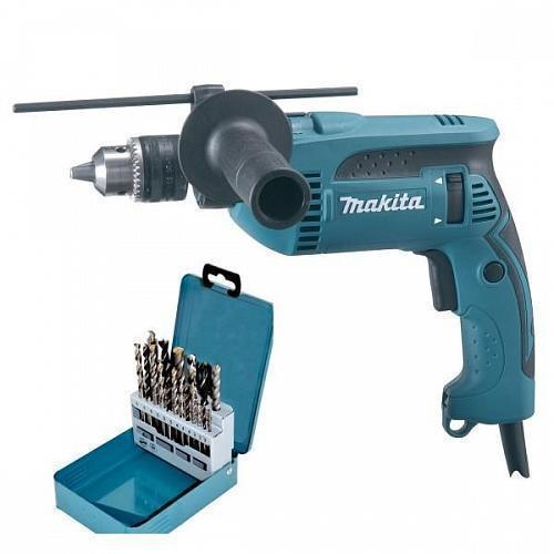 Дрель ударная Makita HP1630KX2 + набор сверл