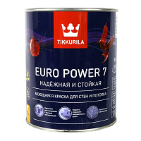 Краска интерьерная стойкая к мытью Tikkurila EURO POWER 7 А матовая 0.9л 700001118