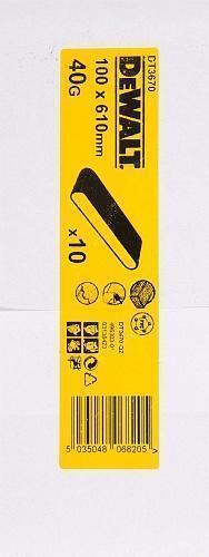 Шлифлента 100х610 k40 10 шт DeWalt DT3670 Шлифлента 100х610 k40 10 шт DeWalt DT3670